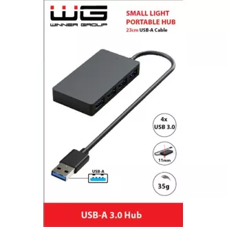 WG - HUB USB-A do 4x USB-A, USB 3.0, 5Gbps, črn