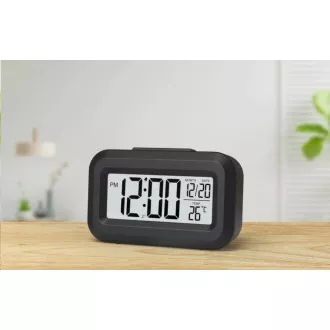 WG - Budilka z notranjim termometrom WG DigiTherm Alarm, črna