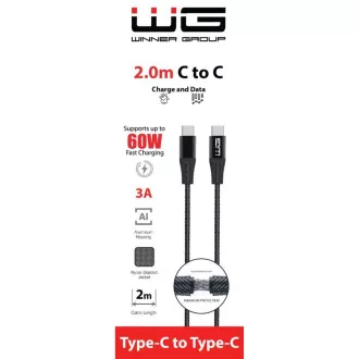 WG - Podatkovni kabel Type-C na Type-C, 2 metra, črn