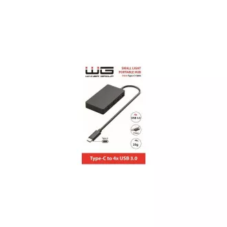 WG - HUB Type-C na 4x USB-A, USB 3.0, 5Gbps, črn