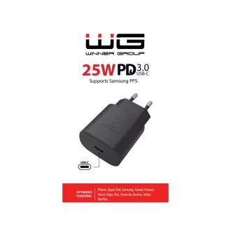 WG - Omrežni polnilec 1x USB-C, PD PPS 25W, črn
