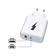 WG - Omrežni polnilec 2x USB 38W, 1x USB-C PD 20W   1x USB-A QC 3.0 18W, bel