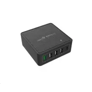 WG - Omrežni polnilec 5x USB 60W, 1x USB-A QC 3.0   3x USB-A Smart IC   1x USB-C PD, črn