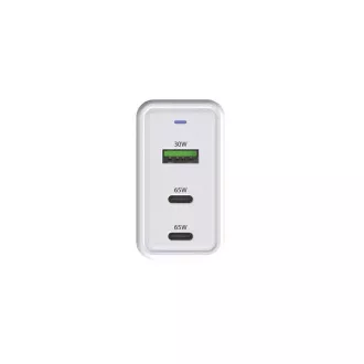 WG - GaN omrežni polnilnik 3x USB, 1x USB-A 30W   2x USB-C 65W, bel