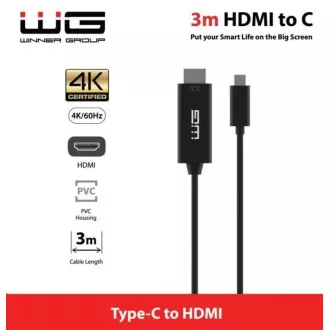WG - Podatkovni kabel Type-C do HDMI, 3 metre, 4K, črn
