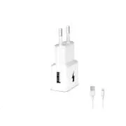 WG - Omrežni polnilnik 1x USB-A, Quick Charge 3.0, 5V-9V-12V, kabel USB-A za Lightning, bel