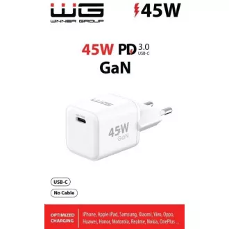 WG - GaN 1x USB-C, PD PPS 45W, bela