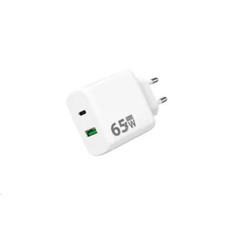 WG - GaN omrežni polnilnik 2x USB 65W, 1x USB-C PD 65W   1x USB-A QC3.0 18W, bel