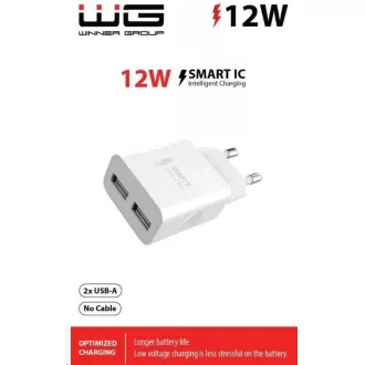 WG - Omrežni polnilnik 2x USB-A 2, 4A, bel