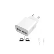 WG - Omrežni polnilec 2x USB-A 2, 4A, Smart IC   kabel USB-A za Lightning, bel