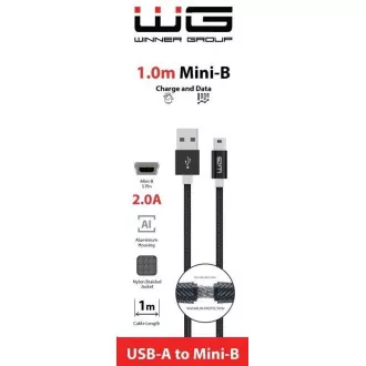 WG - Podatkovni kabel USB Mini-B (5 nožic)-USB-A / 1 m / najlonski oplet / črn WG - Podatkovni kabel USB Mini-B (5 nožic)-USB-A / 1 m / najlonski oplet / črn