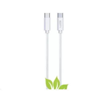 WG - Podatkovni kabel Type-C (moški) do Type-C (moški) / 2 m / 3A / bombažno pleten ECO / bel