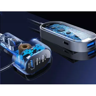 WG - Avtomobilsko polnilno vozlišče / 100 W / 6 priključkov USB / 2x USB-A   4x USB-C / s podaljškom