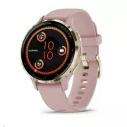 Garmin Venu® 3S, luneta iz nerjavečega jekla Soft Gold, ohišje Dust Rose, silikonski trak