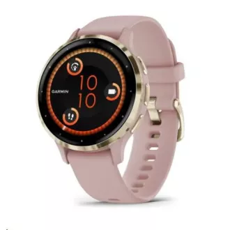 Garmin Venu® 3S, luneta iz nerjavečega jekla Soft Gold, ohišje Dust Rose, silikonski trak