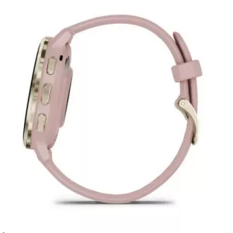 Garmin Venu® 3S, luneta iz nerjavečega jekla Soft Gold, ohišje Dust Rose, silikonski trak