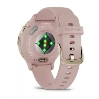 Garmin Venu® 3S, luneta iz nerjavečega jekla Soft Gold, ohišje Dust Rose, silikonski trak