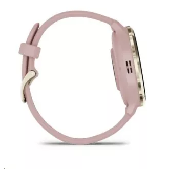 Garmin Venu® 3S, luneta iz nerjavečega jekla Soft Gold, ohišje Dust Rose, silikonski trak