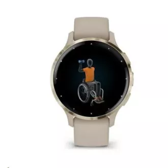 Garmin Venu® 3S, luneta iz nerjavečega jekla Soft Gold, ohišje francoske sive barve, silikonski trak