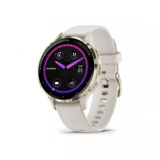 Garmin Venu® 3S, luneta iz nerjavečega jekla Soft Gold, ohišje slonokoščene barve, silikonski trak