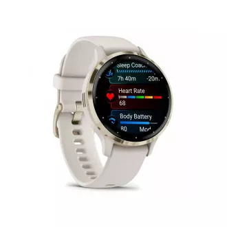 Garmin Venu® 3S, luneta iz nerjavečega jekla Soft Gold, ohišje slonokoščene barve, silikonski trak