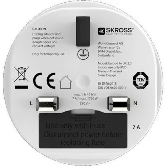 SKROSS Potovalni adapter UK za uporabo v Združenem kraljestvu, tip G