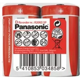PANASONIC Rdeče baterije R20RZ/2P D 1, 5V (paket 2 kosov)