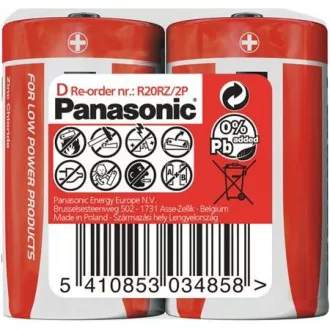 PANASONIC Rdeče baterije R20RZ/2P D 1, 5V (paket 2 kosov)