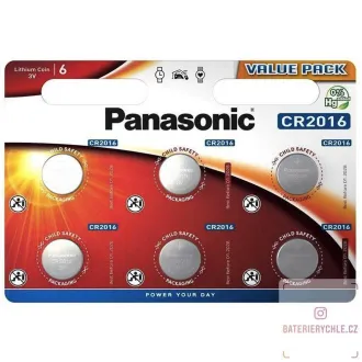 PANASONIC Litijeva baterija (gumbna celica) CR-2016EL/6BP 3V (Blistr 6 kosov)