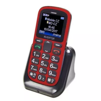 Aligator A321 Senior Dual SIM, rdeče-črno   stojalo za polnjenje