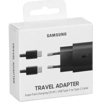 Samsung Potovalni polnilnik EP-TA800XWE, hitro polnjenje 25 W, kabel USB-C, bel