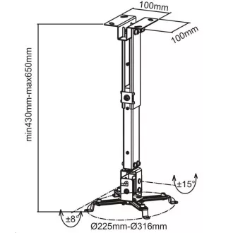 CONNECT IT Stropni nosilec za projektor P2 43-65 cm, nagibni (±30°, največ 20 kg)
