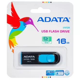 ADATA Flash disk 16 GB UV128, USB 3.1 Dash Drive (R:40/W:25 MB/s) črno/modra