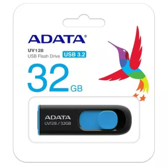 ADATA Flash disk 32 GB UV128, USB 3.1 Dash Drive (R:40/W:25 MB/s) črno/modra