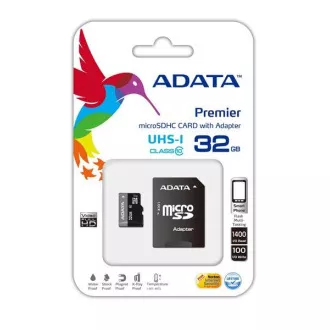 ADATA MicroSDHC kartica 32GB UHS-I Class 10 SD adapter, Premier ADATA MicroSDHC kartica 32GB UHS-I Class 10 SD adapter, Premier
