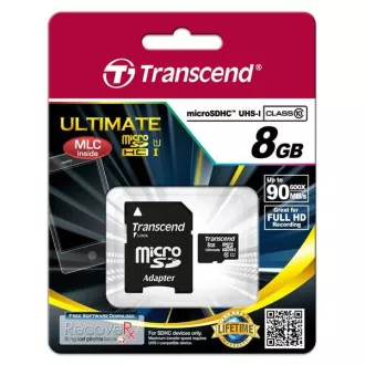 TRANSCEND MicroSDHC kartica 8GB Ultimate, Class 10 UHS-I 600x, MLC   adapter