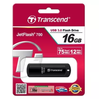 TRANSCEND Flash disk 16 GB JetFlash®700, USB 3.0 (R:75/W:12 MB/s), črn