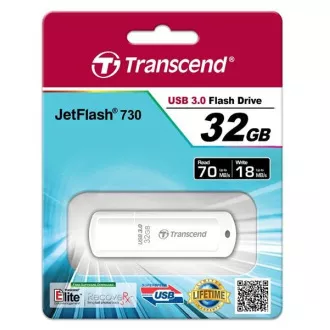 TRANSCEND Flash disk 32 GB JetFlash®730, USB 3.0 (R:70/W:18 MB/s), bel