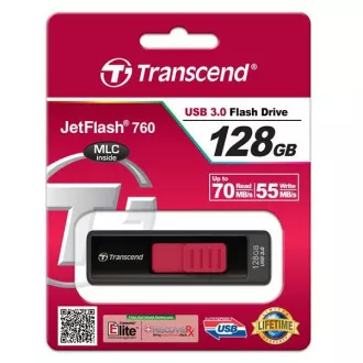 TRANSCEND Flash disk 128 GB JetFlash®760, USB 3.0 (R:85/W:34 MB/s), črna/rdeča