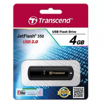 TRANSCEND Flash disk 4 GB JetFlash®350, USB 2.0 (R:13/W:4 MB/s), črn