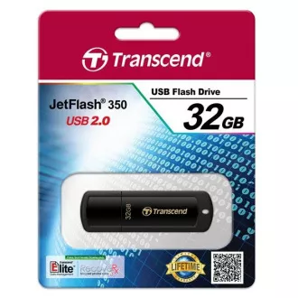 TRANSCEND Flash disk 32 GB JetFlash®350, USB 2.0 (R:16/W:6 MB/s), črn