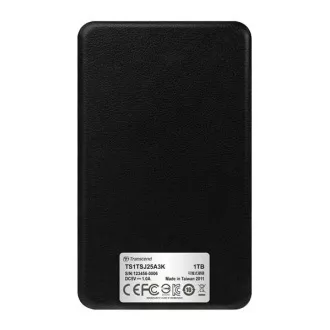 TRANSCEND Zunanji trdi disk USB 3.1 StoreJet 25A3, 1 TB, črn (odporen na udarce, 256-bitni AES)