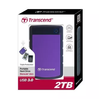 TRANSCEND Zunanji trdi disk USB 3.1 StoreJet 25H3P, 2TB, vijolične barve (odporen na udarce)