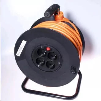 PREMIUMCORD Podaljševalni kabel 230V boben 25m, 4 vtičnice, črn