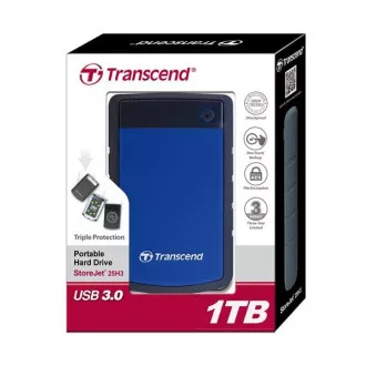 TRANSCEND Zunanji trdi disk USB 3.0 StoreJet 25H3B, 1TB, modri (odporen na udarce)