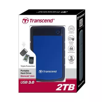 TRANSCEND Zunanji trdi disk USB 3.0 StoreJet 25H3B, 2TB, modri (odporen na udarce)