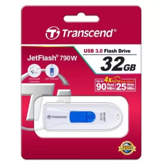 TRANSCEND Flash disk 32 GB JetFlash®790, USB 3.1 (R:90/W:25 MB/s), bela/modra