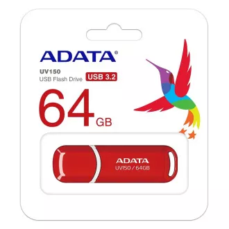 ADATA Flash disk 64GB UV150, USB 3.1 Dash Drive (R:90/W:20 MB/s), rdeča