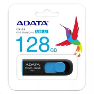 ADATA Flash disk 128 GB UV128, USB 3.1 Dash Drive (R:90/W:40 MB/s) črno/modra