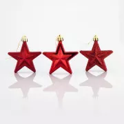 Eurolamp Božični okraski plastične rdeče zvezde, 6,5 cm, komplet 12 kosov
